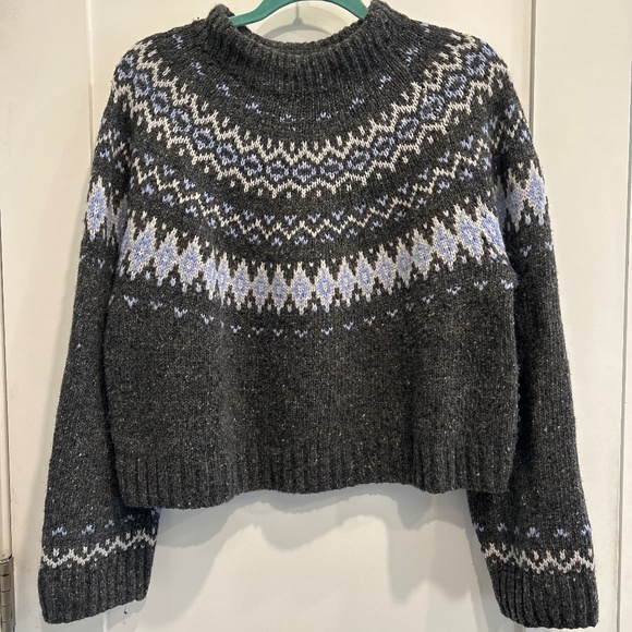 J.Crew get, blue and white fair isle sweater size medium - Picture 1 of 12